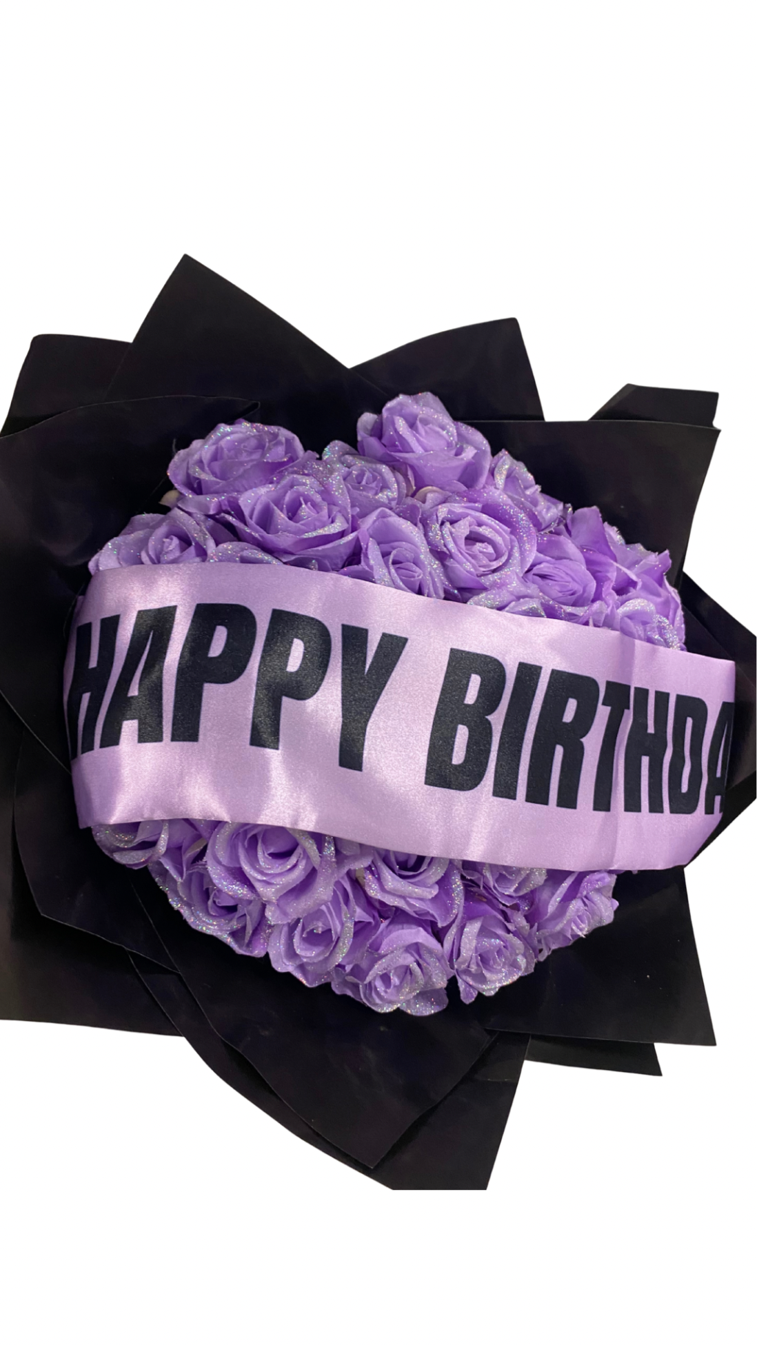 Purple Glitter Roses Birthday Bouquet